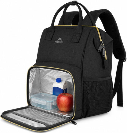Insulated Lunch Backpack for Women, 15.6 Inch Work Laptop Backpack | with Lunch Compartment, Water-Resistant, Office Picnic College, Computer Backpacks, Meal Prep Bag, Gifts for Nurse Teacher