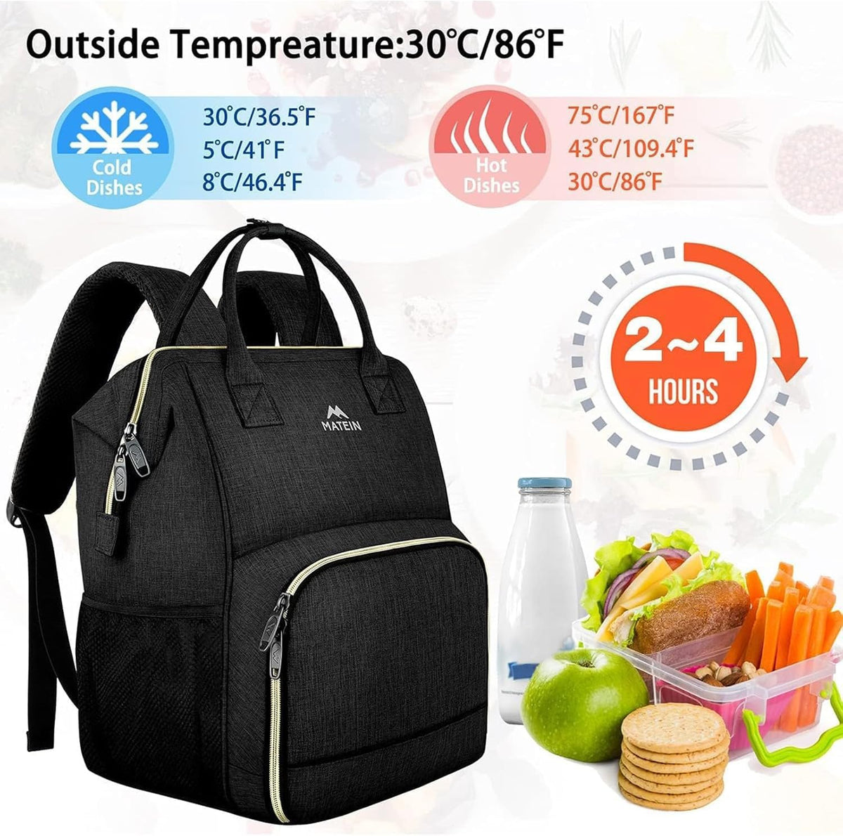 Insulated Lunch Backpack for Women, 15.6 Inch Work Laptop Backpack | with Lunch Compartment, Water-Resistant, Office Picnic College, Computer Backpacks, Meal Prep Bag, Gifts for Nurse Teacher
