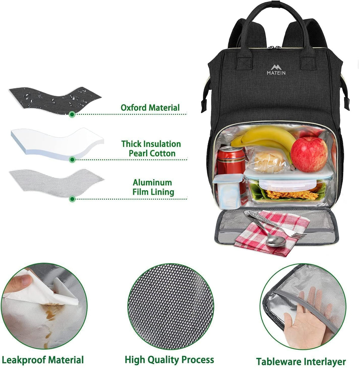 Insulated Lunch Backpack for Women, 15.6 Inch Work Laptop Backpack | with Lunch Compartment, Water-Resistant, Office Picnic College, Computer Backpacks, Meal Prep Bag, Gifts for Nurse Teacher