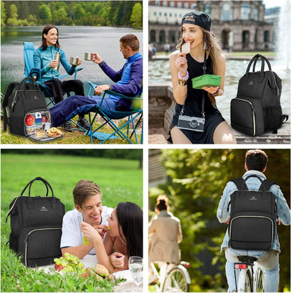 Insulated Lunch Backpack for Women, 15.6 Inch Work Laptop Backpack | with Lunch Compartment, Water-Resistant, Office Picnic College, Computer Backpacks, Meal Prep Bag, Gifts for Nurse Teacher