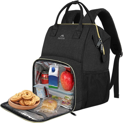 Insulated Lunch Backpack for Women, 15.6 Inch Work Laptop Backpack | with Lunch Compartment, Water-Resistant, Office Picnic College, Computer Backpacks, Meal Prep Bag, Gifts for Nurse Teacher