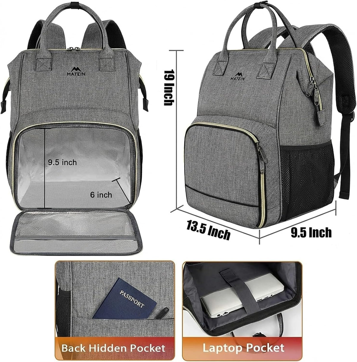 Insulated Lunch Backpack for Women, 15.6 Inch Work Laptop Backpack | with Lunch Compartment, Water-Resistant, Office Picnic College, Computer Backpacks, Meal Prep Bag, Gifts for Nurse Teacher