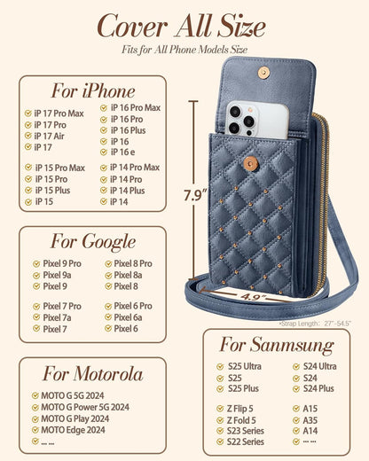 Crossbody Phone Purse for Women - Cute Small Bags Cellphone Wallet RFID Blocking with Strap Zipper and Card Slots