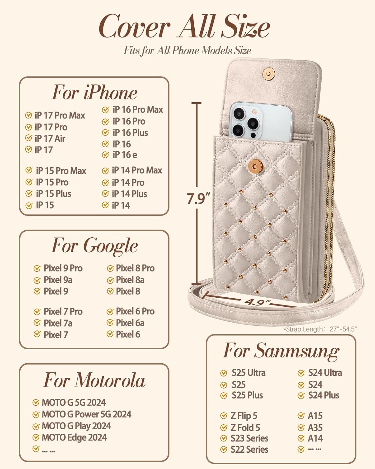 Crossbody Phone Purse for Women - Cute Small Bags Cellphone Wallet RFID Blocking with Strap Zipper and Card Slots