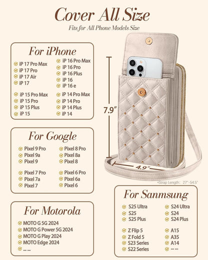 Crossbody Phone Purse for Women - Cute Small Bags Cellphone Wallet RFID Blocking with Strap Zipper and Card Slots
