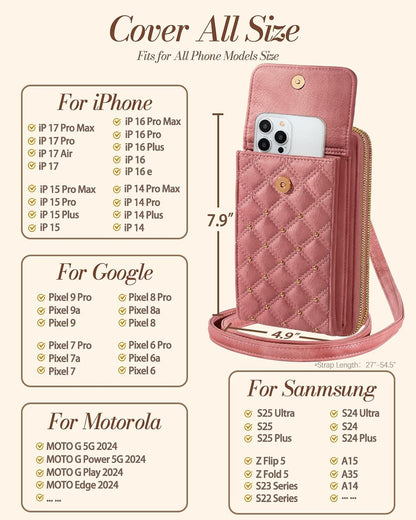 Crossbody Phone Purse for Women - Cute Small Bags Cellphone Wallet RFID Blocking with Strap Zipper and Card Slots