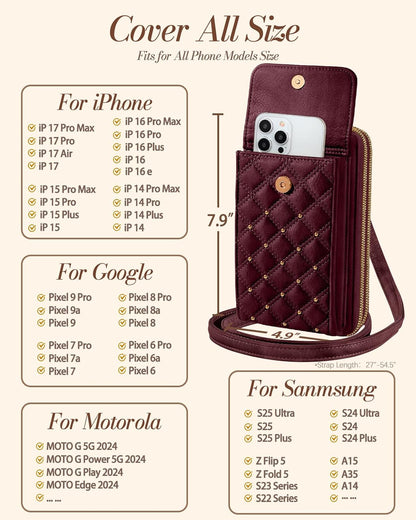 Crossbody Phone Purse for Women - Cute Small Bags Cellphone Wallet RFID Blocking with Strap Zipper and Card Slots