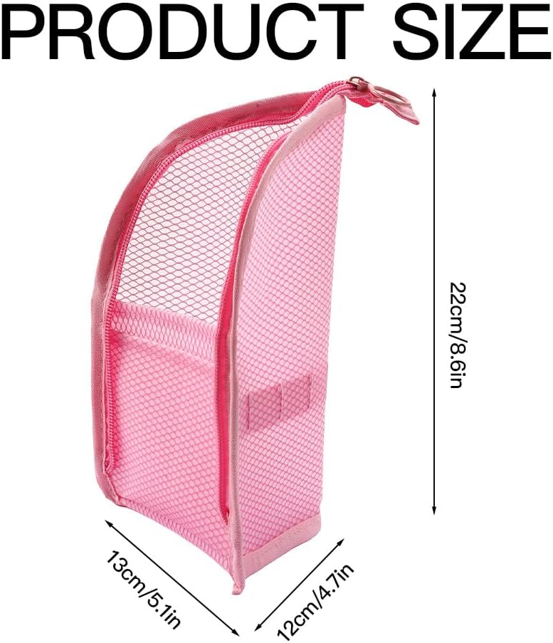 Standing Travel Toiletry Bag for Women, Waterproof Hanging Makeup Organizer Cosmetic Zipper Pouch, Portable Stand Up Toiletry Bags Containers for Bathroom Essentials, Brush & Accessories (Black, Pink)