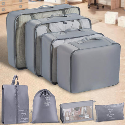 Packing Cubes 8 Set Travel Essentials for Carry on Luggage Organizers Bag Packing Cubes for Suitcases Travel Accessories (Grey)