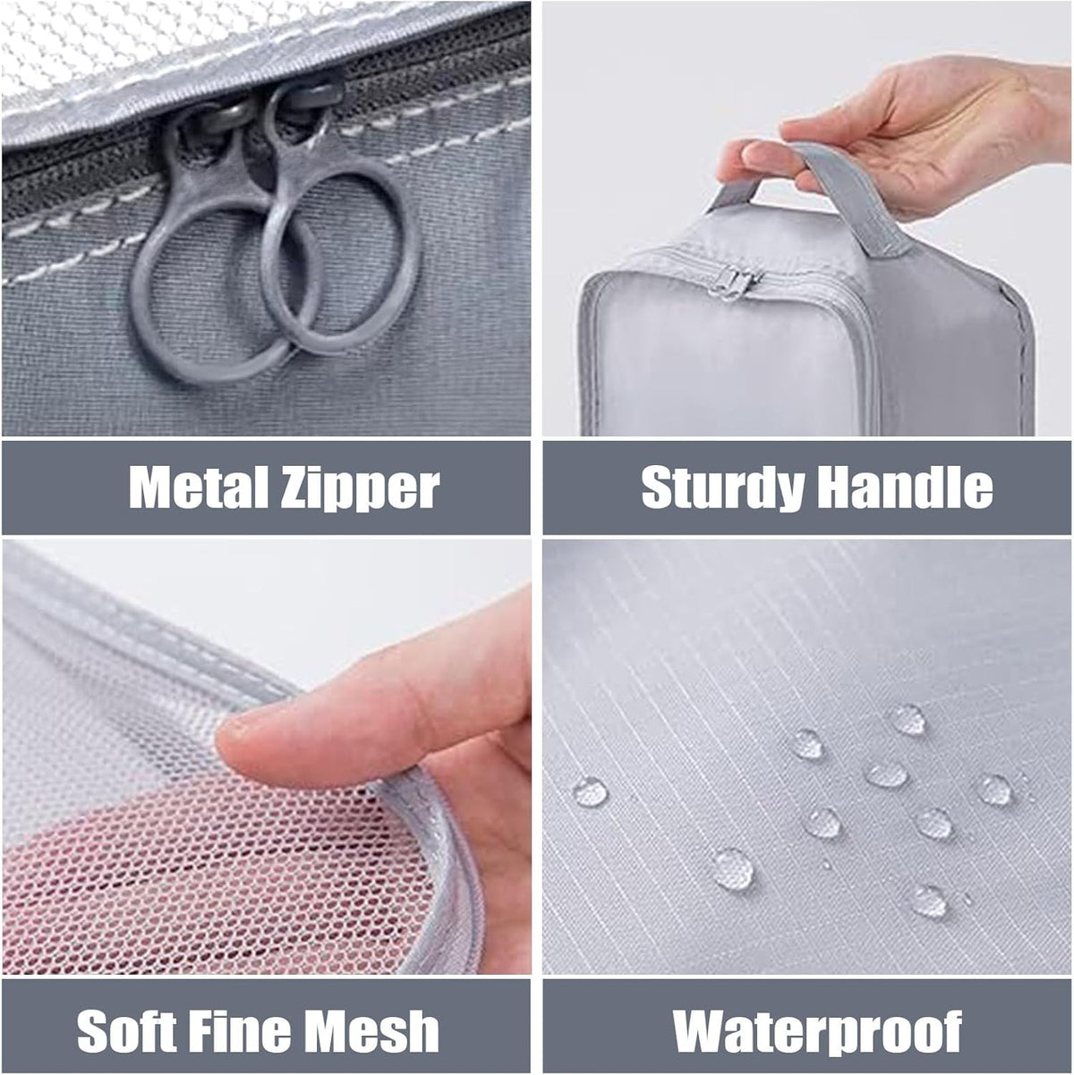 Packing Cubes 8 Set Travel Essentials for Carry on Luggage Organizers Bag Packing Cubes for Suitcases Travel Accessories (Grey)