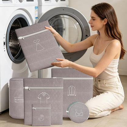 Mesh Washing Bags for Laundry - Anti-Knot Bra Protective Sack - with Zipper Machine Washable Anti-Deformation Laundry Wash Bag | for Outerwear Skirt T-Shirt Sock Pant Travel Dorm