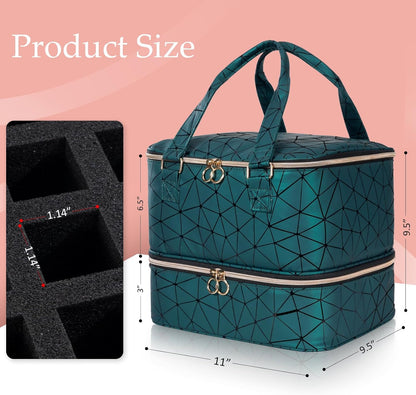 Nail Polish Organizer Bag Holds 42 Bottles Nail Polish & Nail Lamp, Gel Nail Polish Organizers and Storage box for Nail Tech, Nail Kit Supplies Organizer Case - Black