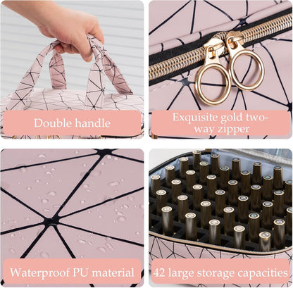 Nail Polish Organizer Bag Holds 42 Bottles Nail Polish & Nail Lamp, Gel Nail Polish Organizers and Storage box for Nail Tech, Nail Kit Supplies Organizer Case - Black