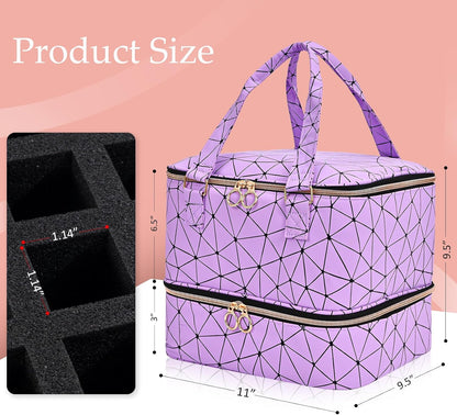 Nail Polish Organizer Bag Holds 42 Bottles Nail Polish & Nail Lamp, Gel Nail Polish Organizers and Storage box for Nail Tech, Nail Kit Supplies Organizer Case - Black