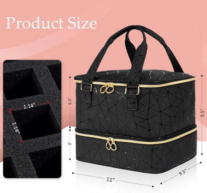 Nail Polish Organizer Bag Holds 42 Bottles Nail Polish & Nail Lamp, Gel Nail Polish Organizers and Storage box for Nail Tech, Nail Kit Supplies Organizer Case - Black
