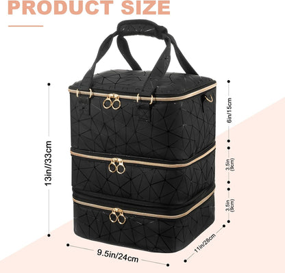 Nail Polish Organizer Bag Holds 42 Bottles Nail Polish & Nail Lamp, Gel Nail Polish Organizers and Storage box for Nail Tech, Nail Kit Supplies Organizer Case - Black