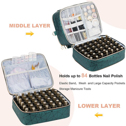 Nail Polish Organizer Bag Holds 42 Bottles Nail Polish & Nail Lamp, Gel Nail Polish Organizers and Storage box for Nail Tech, Nail Kit Supplies Organizer Case - Black