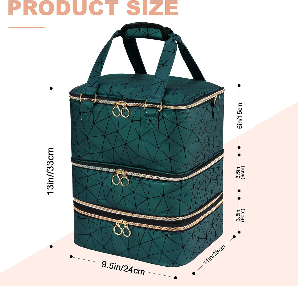 Nail Polish Organizer Bag Holds 42 Bottles Nail Polish & Nail Lamp, Gel Nail Polish Organizers and Storage box for Nail Tech, Nail Kit Supplies Organizer Case - Black