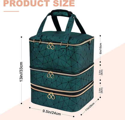 Nail Polish Organizer Bag Holds 42 Bottles Nail Polish & Nail Lamp, Gel Nail Polish Organizers and Storage box for Nail Tech, Nail Kit Supplies Organizer Case - Black