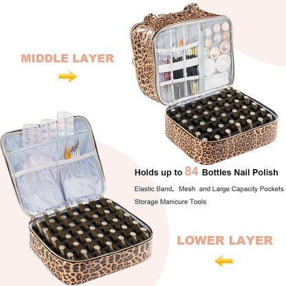 Nail Polish Organizer Bag Holds 42 Bottles Nail Polish & Nail Lamp, Gel Nail Polish Organizers and Storage box for Nail Tech, Nail Kit Supplies Organizer Case - Black