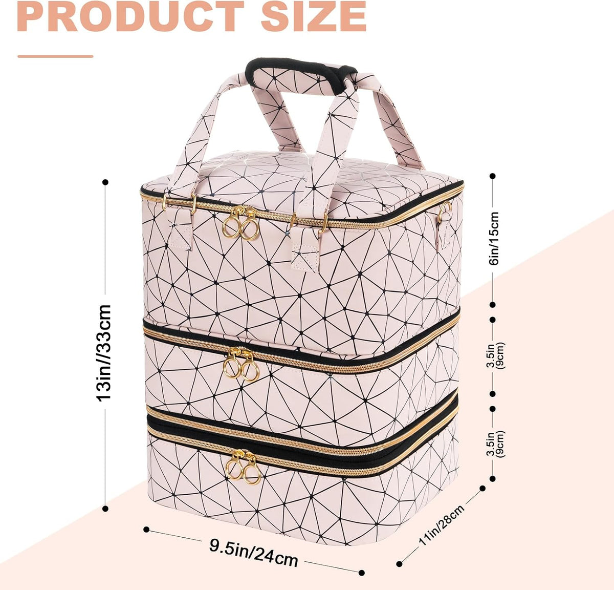 Nail Polish Organizer Bag Holds 42 Bottles Nail Polish & Nail Lamp, Gel Nail Polish Organizers and Storage box for Nail Tech, Nail Kit Supplies Organizer Case - Black