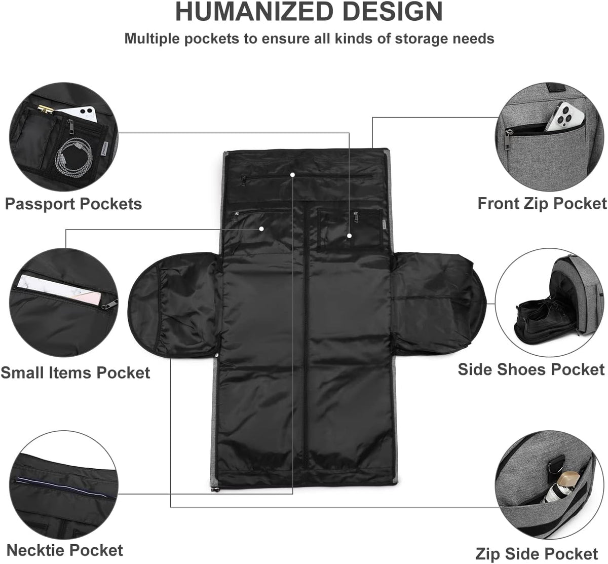 Rolling Garment Bag,Rolling Duffle Bag with Wheels Rolling Garment Bags for Travel with Shoe Pouch Carry On Bag Weekender Bags Garment Duffel Bag for Women-Grey