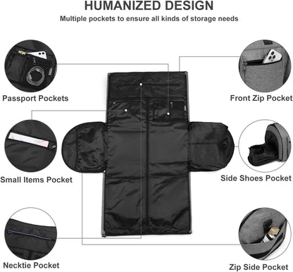Rolling Garment Bag,Rolling Duffle Bag with Wheels Rolling Garment Bags for Travel with Shoe Pouch Carry On Bag Weekender Bags Garment Duffel Bag for Women-Grey