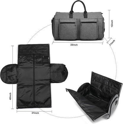 Rolling Garment Bag,Rolling Duffle Bag with Wheels Rolling Garment Bags for Travel with Shoe Pouch Carry On Bag Weekender Bags Garment Duffel Bag for Women-Grey