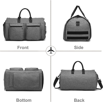 Rolling Garment Bag,Rolling Duffle Bag with Wheels Rolling Garment Bags for Travel with Shoe Pouch Carry On Bag Weekender Bags Garment Duffel Bag for Women-Grey