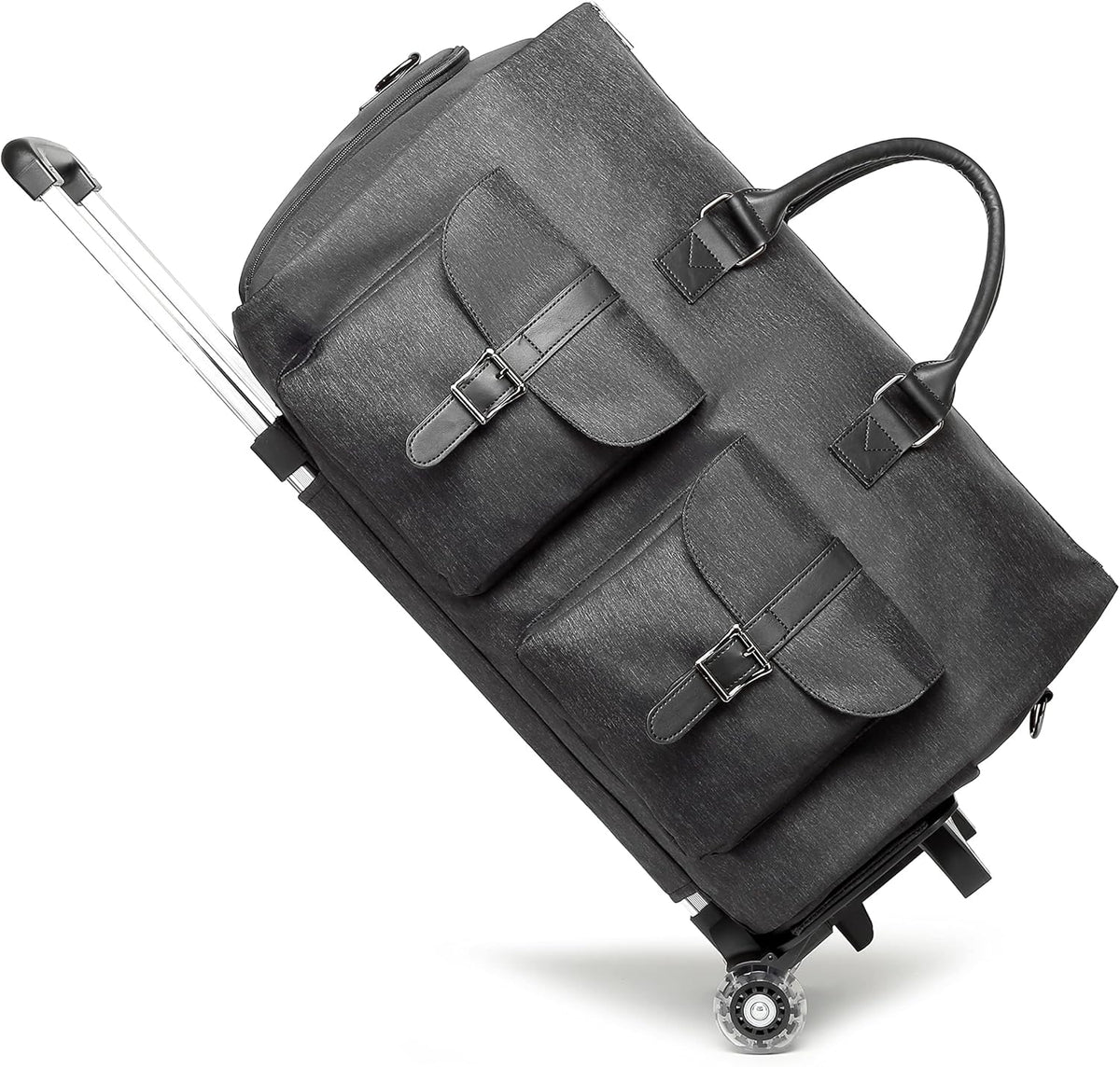 Rolling Garment Bag,Rolling Duffle Bag with Wheels Rolling Garment Bags for Travel with Shoe Pouch Carry On Bag Weekender Bags Garment Duffel Bag for Women-Grey