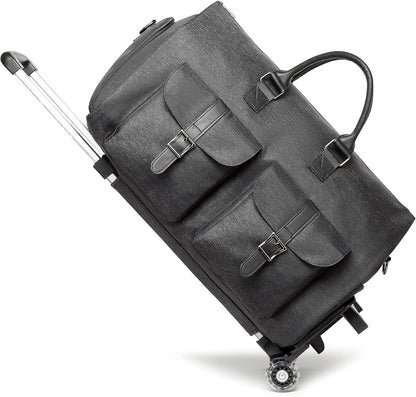 Rolling Garment Bag,Rolling Duffle Bag with Wheels Rolling Garment Bags for Travel with Shoe Pouch Carry On Bag Weekender Bags Garment Duffel Bag for Women-Grey