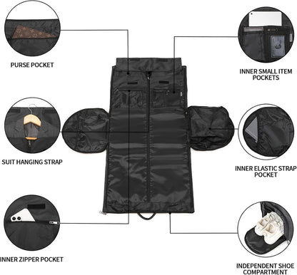 Rolling Garment Bag,Rolling Duffle Bag with Wheels Rolling Garment Bags for Travel with Shoe Pouch Carry On Bag Weekender Bags Garment Duffel Bag for Women-Grey