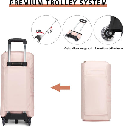 Rolling Garment Bag,Rolling Duffle Bag with Wheels Rolling Garment Bags for Travel with Shoe Pouch Carry On Bag Weekender Bags Garment Duffel Bag for Women-Grey