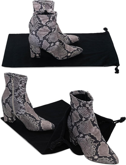 Cloth Bags, Black Duster Flannel Boot Storage with Drawstring Closure, Washable Breathable Cotton Fabric for Shoe, Luggage, 12.5x20.5, 2 Pack