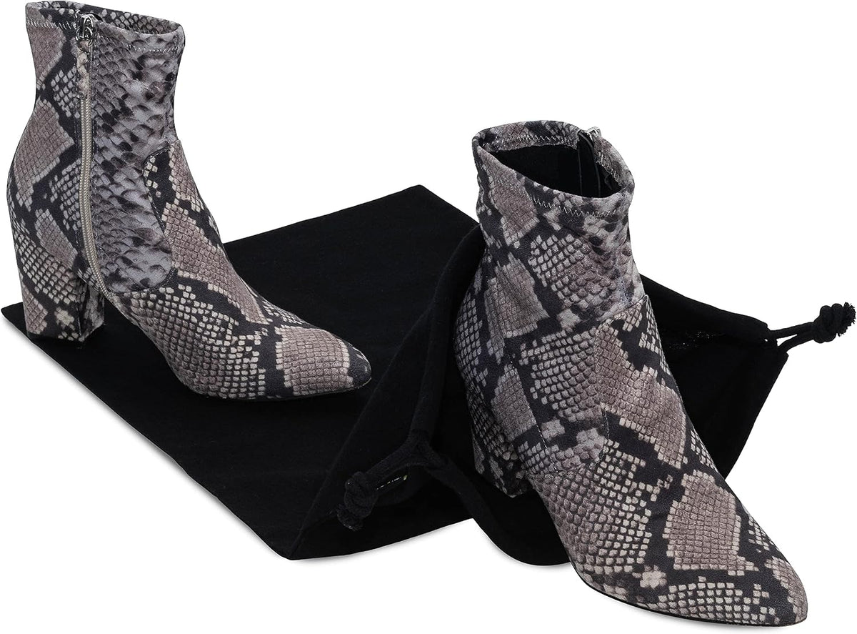 Cloth Bags, Black Duster Flannel Boot Storage with Drawstring Closure, Washable Breathable Cotton Fabric for Shoe, Luggage, 12.5x20.5, 2 Pack