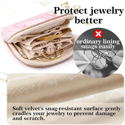 Mini Travel Jewelry Organizer Bag Portable Travel Jewelry Case Small Bag Organizer Pouch for Traveling and Storage for Earring, Ring, Necklace, Bracelet with Velvet Lining