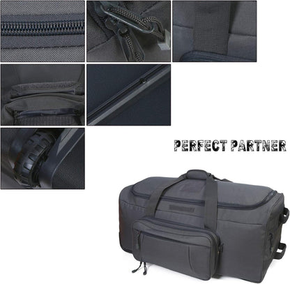 Heavy-Duty X-Large Military Tactical Wheeled Rolling Duffel Trolley Bag For Deployment Traveling Camping Sporting