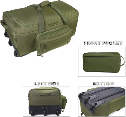 Heavy-Duty X-Large Military Tactical Wheeled Rolling Duffel Trolley Bag For Deployment Traveling Camping Sporting