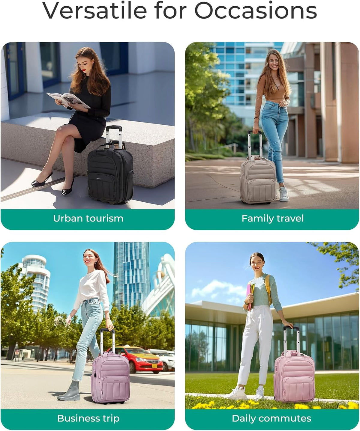 Small Underseat Carry on Luggage with Wheels, 16 inch Small Under Seat Luggage, Lightweight Travel Suitcase for Women, Brown