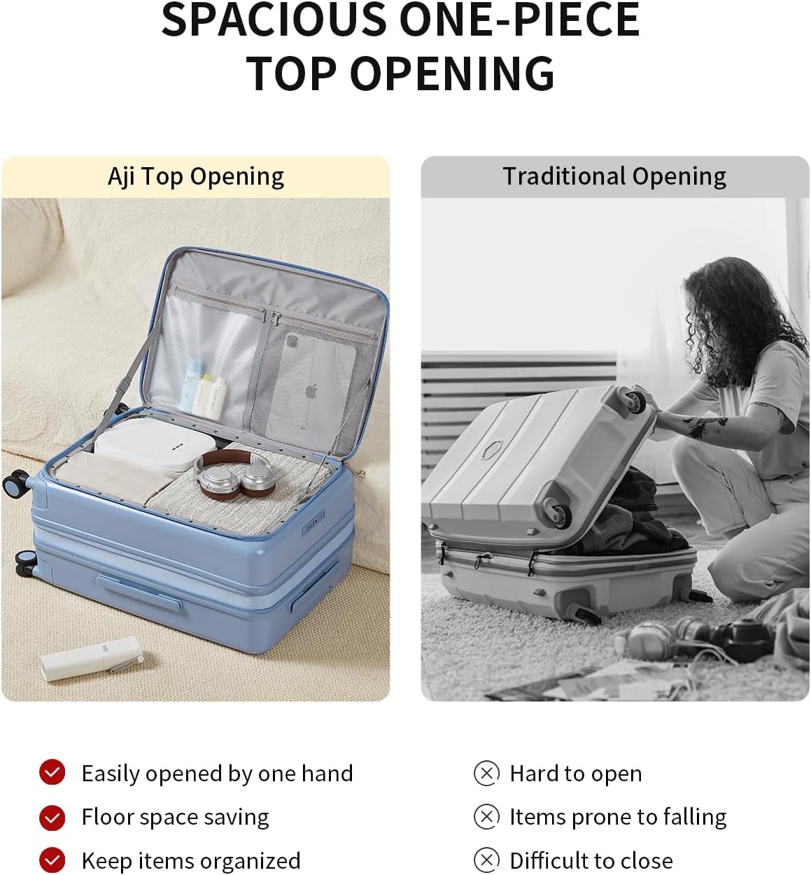 Expandable Top Opening Carry On Luggage Airline Approved, 20 Inch Lightweight Hardside Carry On Suitcase with Spinner Wheels, Travel Luggage with Laptop Compartment for Women Men, Coconut White