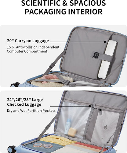 Expandable Top Opening Carry On Luggage Airline Approved, 20 Inch Lightweight Hardside Carry On Suitcase with Spinner Wheels, Travel Luggage with Laptop Compartment for Women Men, Coconut White