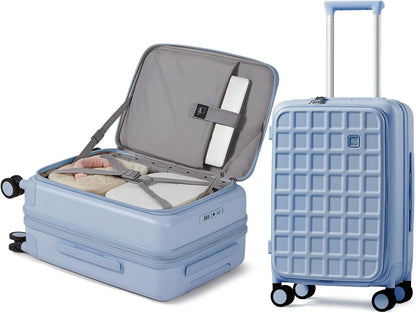 Expandable Top Opening Carry On Luggage Airline Approved, 20 Inch Lightweight Hardside Carry On Suitcase with Spinner Wheels, Travel Luggage with Laptop Compartment for Women Men, Coconut White