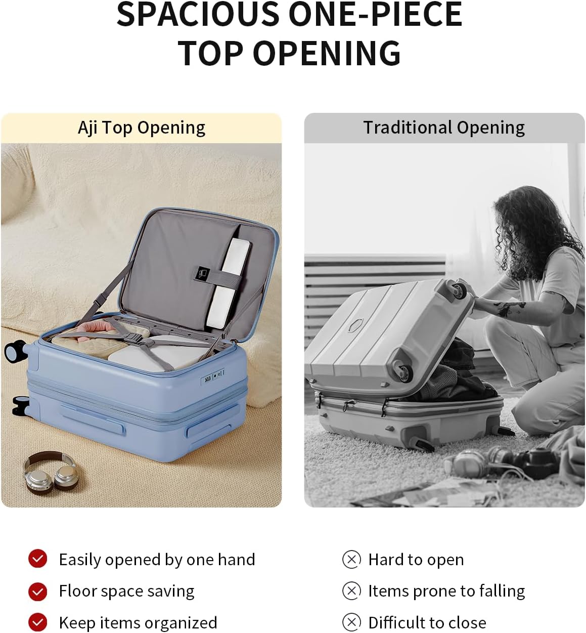 Expandable Top Opening Carry On Luggage Airline Approved, 20 Inch Lightweight Hardside Carry On Suitcase with Spinner Wheels, Travel Luggage with Laptop Compartment for Women Men, Coconut White