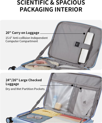 Expandable Top Opening Carry On Luggage Airline Approved, 20 Inch Lightweight Hardside Carry On Suitcase with Spinner Wheels, Travel Luggage with Laptop Compartment for Women Men, Coconut White