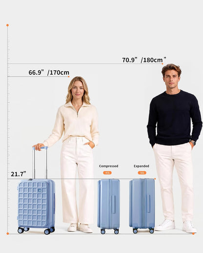 Expandable Top Opening Carry On Luggage Airline Approved, 20 Inch Lightweight Hardside Carry On Suitcase with Spinner Wheels, Travel Luggage with Laptop Compartment for Women Men, Coconut White