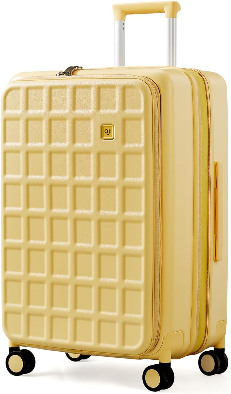 Expandable Top Opening Carry On Luggage Airline Approved, 20 Inch Lightweight Hardside Carry On Suitcase with Spinner Wheels, Travel Luggage with Laptop Compartment for Women Men, Coconut White