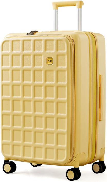 Expandable Top Opening Carry On Luggage Airline Approved, 20 Inch Lightweight Hardside Carry On Suitcase with Spinner Wheels, Travel Luggage with Laptop Compartment for Women Men, Coconut White