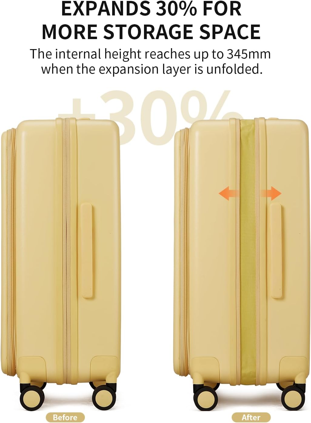 Expandable Top Opening Carry On Luggage Airline Approved, 20 Inch Lightweight Hardside Carry On Suitcase with Spinner Wheels, Travel Luggage with Laptop Compartment for Women Men, Coconut White