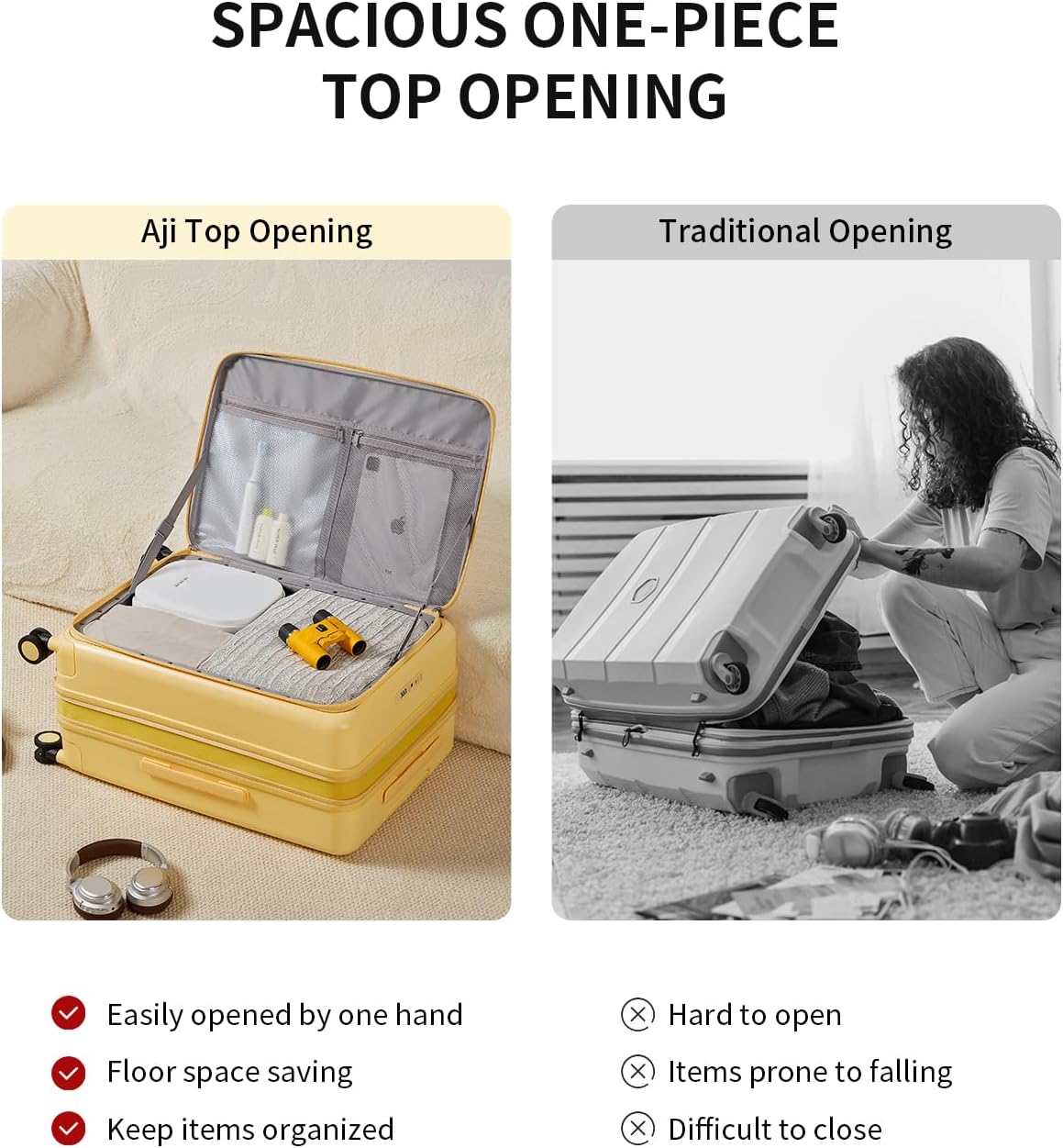 Expandable Top Opening Carry On Luggage Airline Approved, 20 Inch Lightweight Hardside Carry On Suitcase with Spinner Wheels, Travel Luggage with Laptop Compartment for Women Men, Coconut White