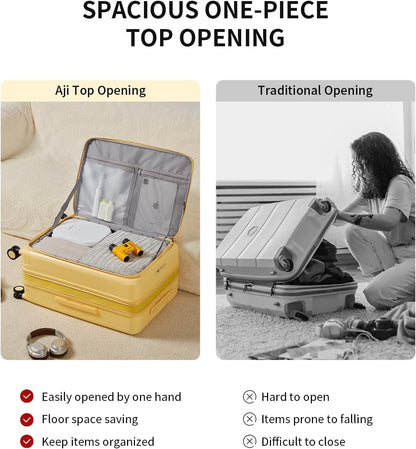 Expandable Top Opening Carry On Luggage Airline Approved, 20 Inch Lightweight Hardside Carry On Suitcase with Spinner Wheels, Travel Luggage with Laptop Compartment for Women Men, Coconut White